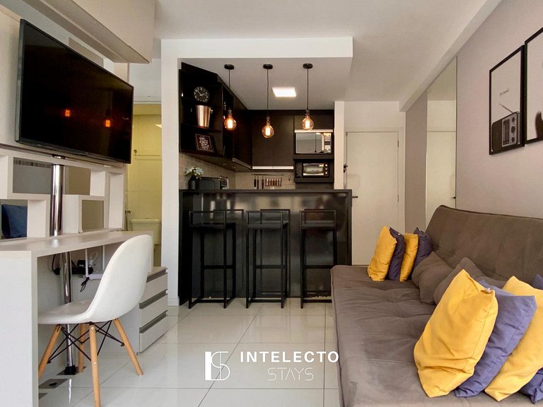 Living 403 •Central, Vista Top e super confortável