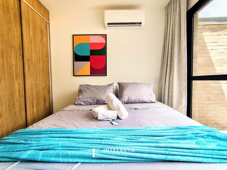 GO937-Apê 32. Studio no coração de Poços c/ar cond