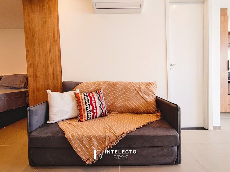 GO937-Apê 13. Studio no coração de Poços c/ar cond