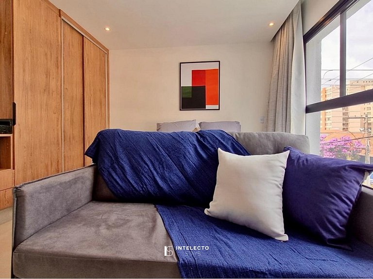 GO937-Apê 22. Studio no coração de Poços c/ar cond