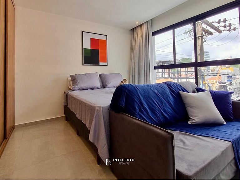 GO937-Apê 22. Studio no coração de Poços c/ar cond