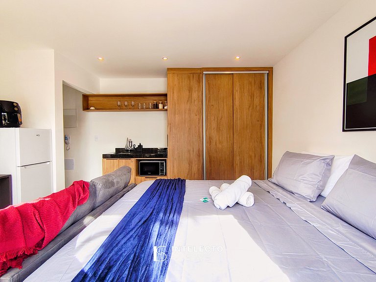 GO937-Apê 12. Studio no coração de Poços c/ar cond