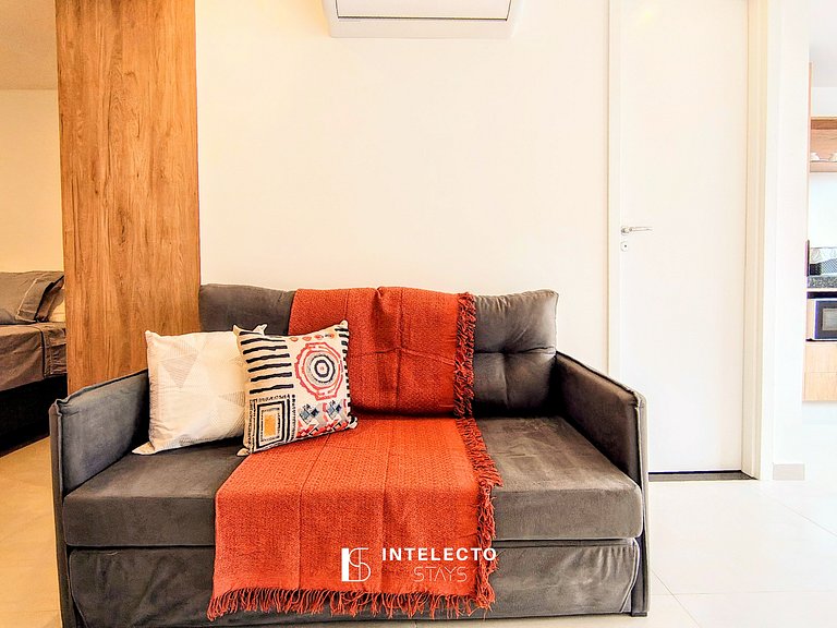 GO937-Apê 23. Studio no coração de Poços c/ar cond