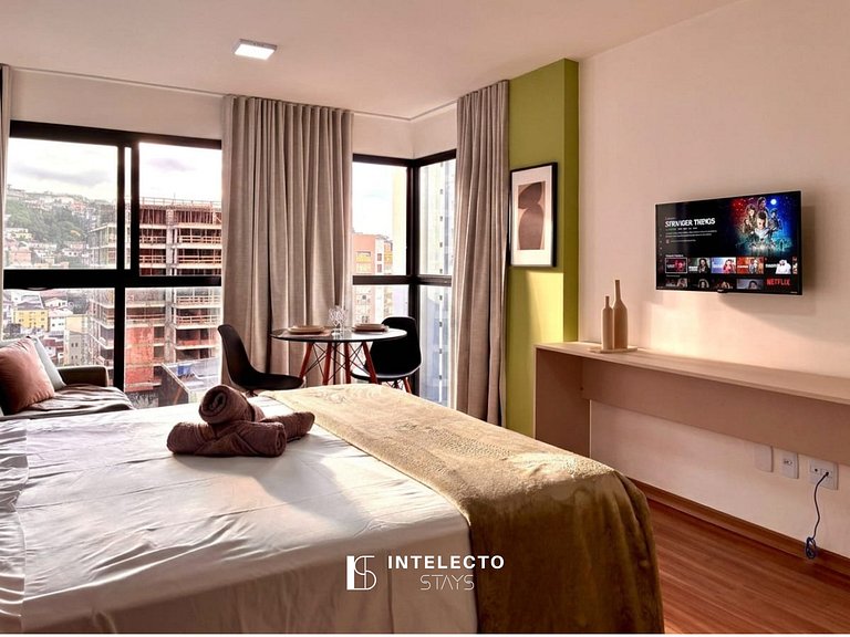 Apê 51 •Central, Jacuzzi, Academia, A/C, Vista Top